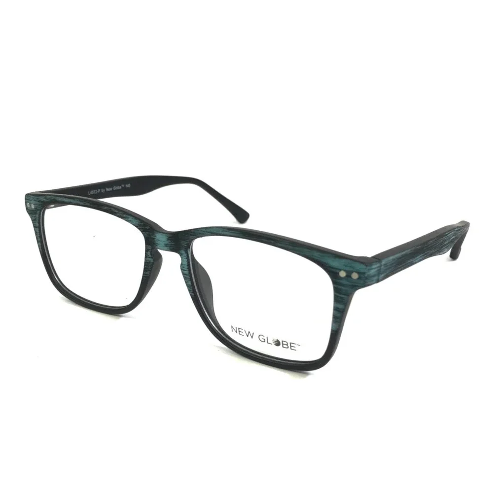 New Globe Eyeglasses Frames L4072-P TEAL GRAIN Rectangle Full Rim 53-17-140